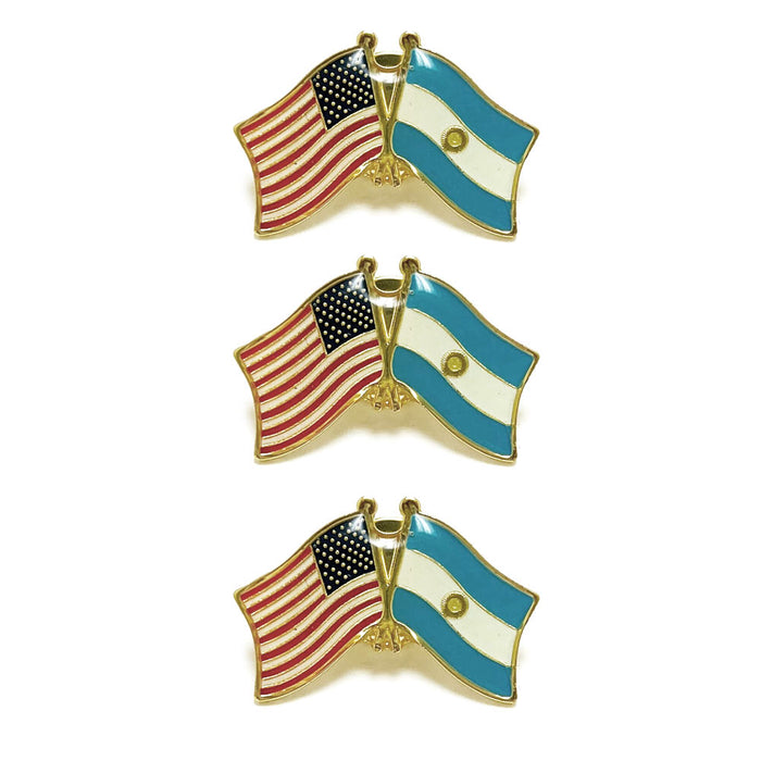 3 PC Argentina USA Friendship Lapel Pin Enamel Souvenir Hat Men Women Patriotic