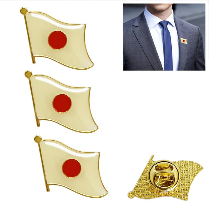3 Japan Flag Lapel Pins Badge Support Patriotic Country Enamel Tie Hat Souvenir