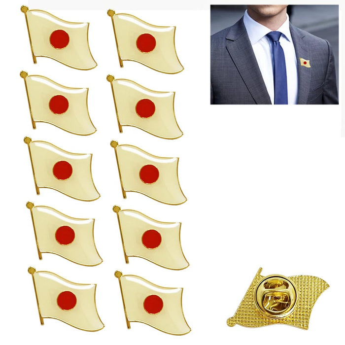 10 Pc Japan Flag Lapel Pins Enamel Badge Support Country Hat Men Women Patriotic