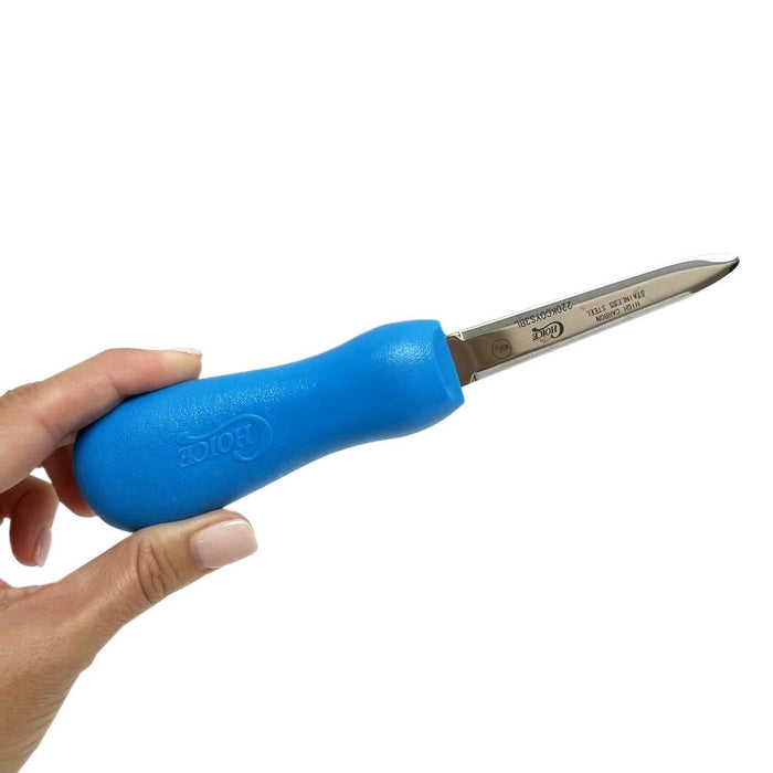 Boston Style Oyster 3" Knife Blue Hourglass Handle Stainless Steel Clam Seafood