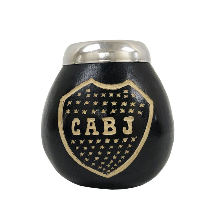 Boca Juniors Mate Gourd Bombilla Straw Set Yerba Tea Drink Cup Hand Carved CABJ