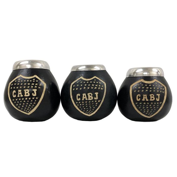 Boca Juniors Mate Gourd Bombilla Straw Set Yerba Tea Drink Cup Hand Carved CABJ