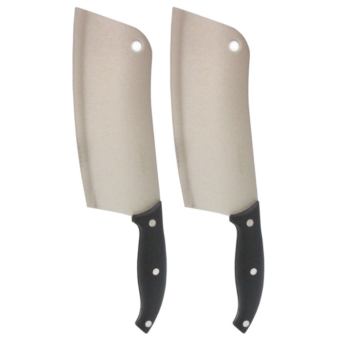 2 Pack 7" Cleaver Knife Stainless Steel Meat Butcher Professional Chef Kitchen