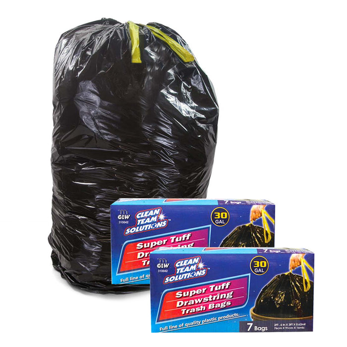 Super Tuff 30 Gallon Drawstring Trash Bag 14-Count Garbage Disposable Heavy Duty