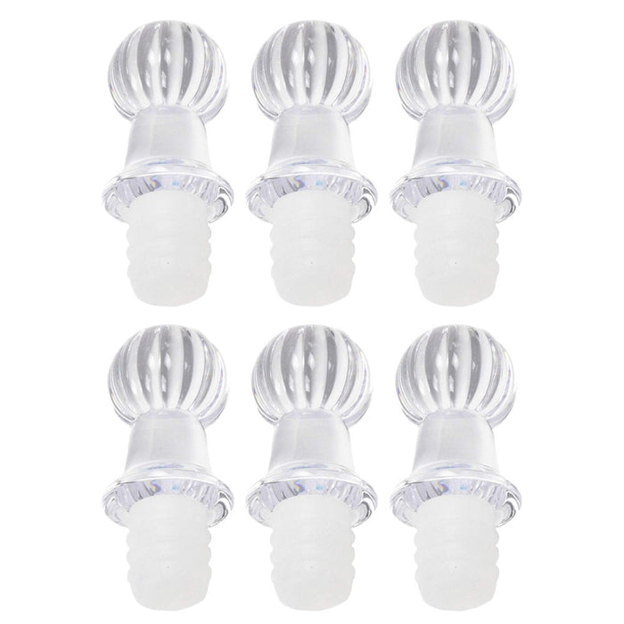 6 Pack Acrylic Bottle Stoppers Crystal Clear Airtight Silicone Seal Wine Plug
