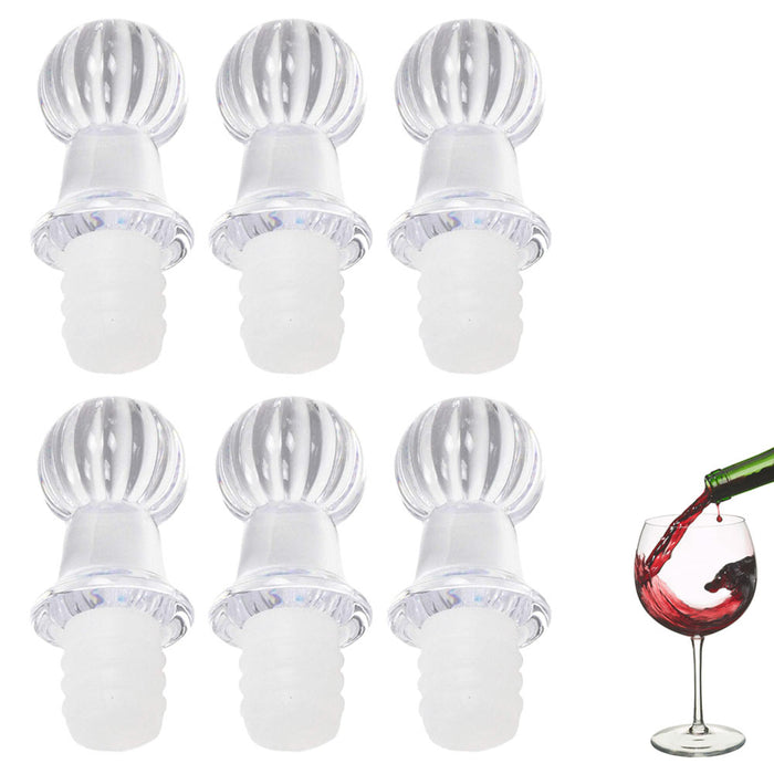 6 Pack Acrylic Bottle Stoppers Crystal Clear Airtight Silicone Seal Wine Plug