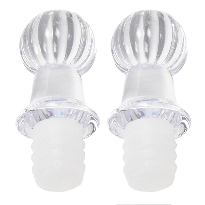 2 PC Acrylic Bottle Stoppers Clear Silicone Seal Bottle Cork Wine Plug Stopper