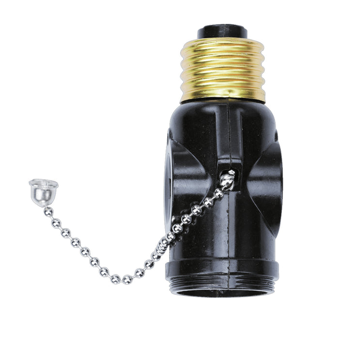 4 Light Bulb Socket 2 Outlets Splitter Switch Light Holder Adapter Pull Chain