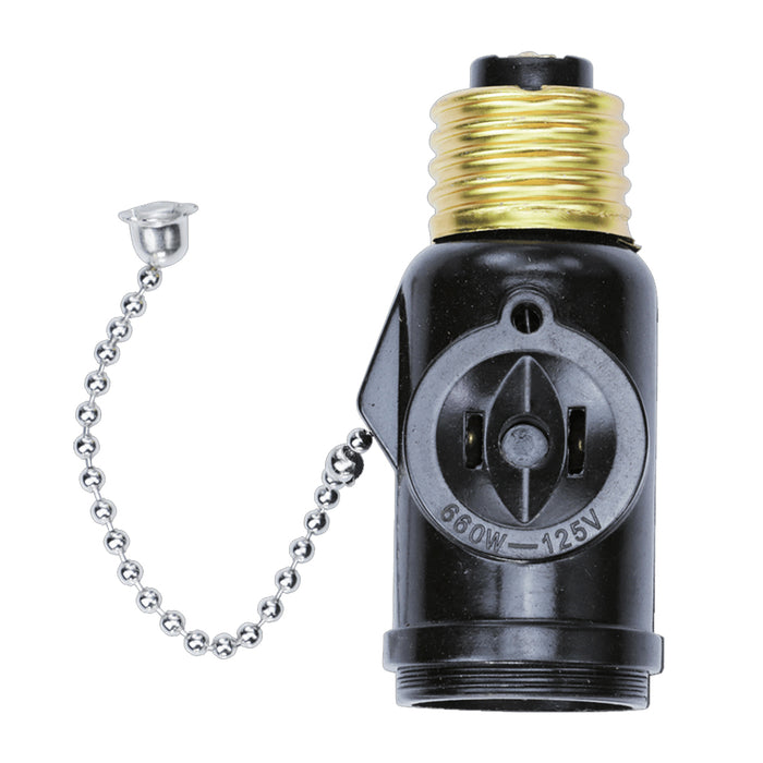 4 Light Bulb Socket 2 Outlets Splitter Switch Light Holder Adapter Pull Chain