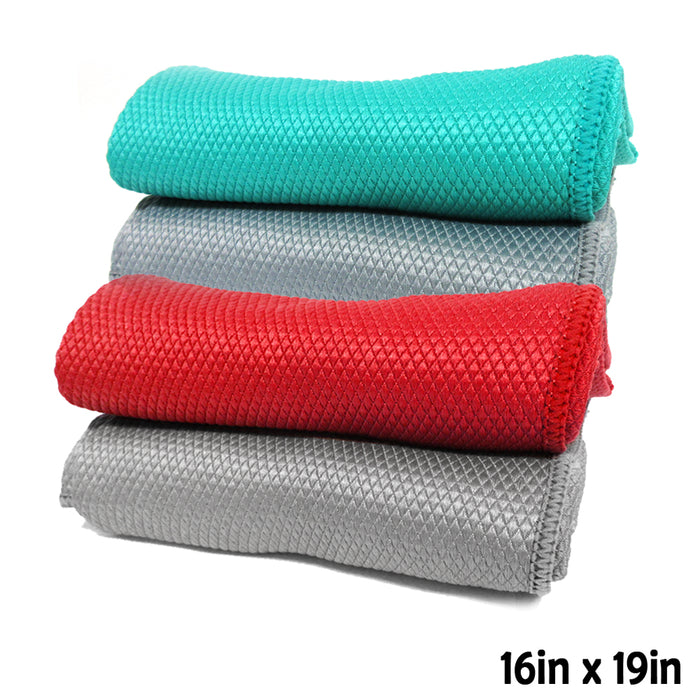 4pc Bar Mop Dish Drying Towels Absorbent Microfiber Cloth 19x16 Kitchen Cleaning
