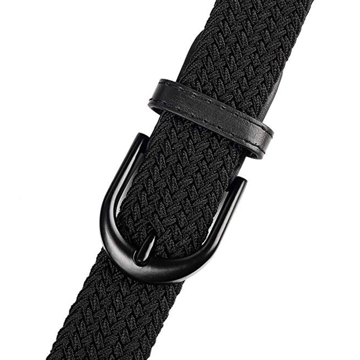Mens Elastic Stretch Leather Belt Buckle Casual Formal Dress Golf Braided Med