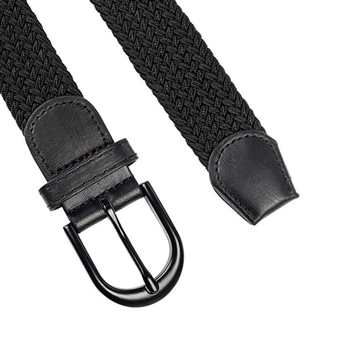 Mens Elastic Stretch Leather Belt Buckle Casual Formal Dress Golf Braided Large