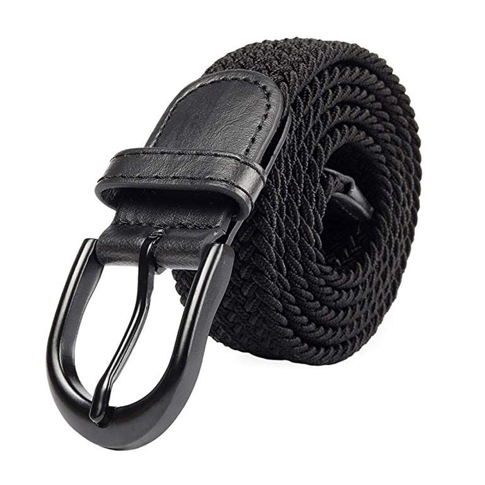 Mens Elastic Stretch Leather Belt Buckle Casual Formal Dress Golf Braided Med