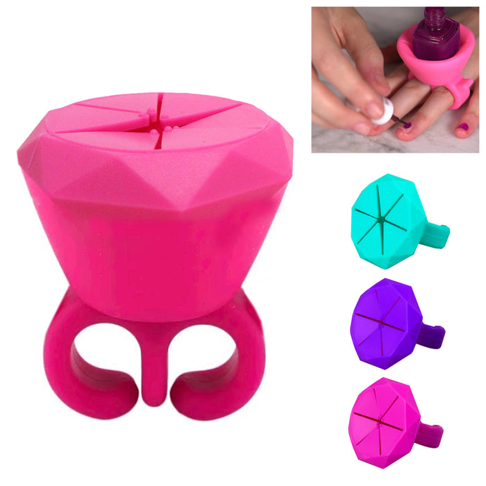 1PC Wearable Nail Polish Bottle Holder Ring Finger Silicone Display Manicure Spa