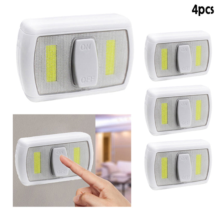 4 Pack Wall Night Lights COB LED Switch Battery Operated Dual Wireless Magnetic