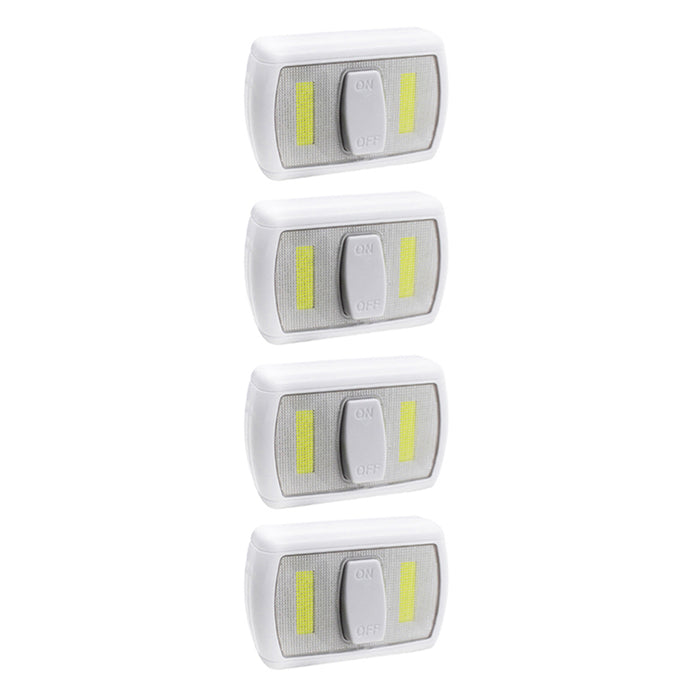 4 Pack Wall Night Lights COB LED Switch Battery Operated Dual Wireless Magnetic