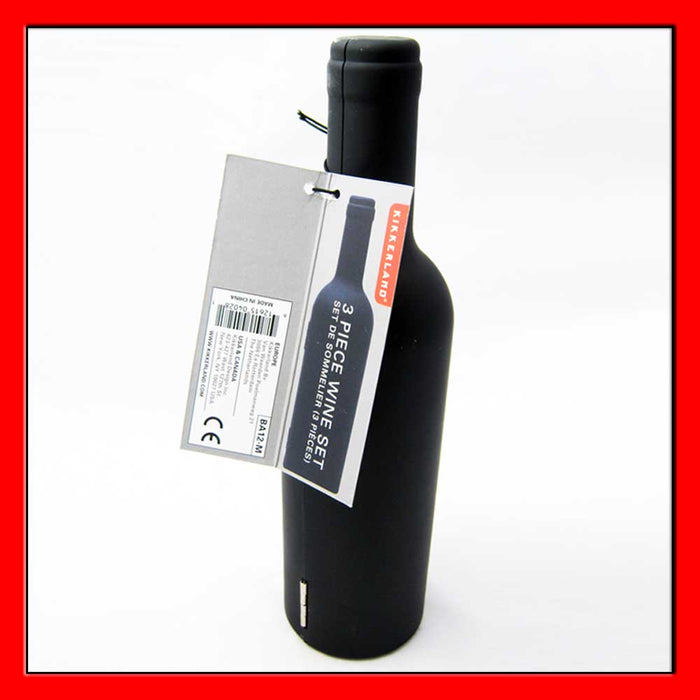 3Pc Wine Bottle Opener Accessory Gift Set Corkscrew Opener Kit Stopper Pourer