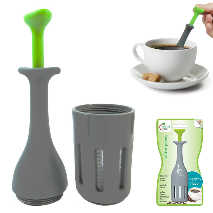 1 French Press Coffee Maker Leaf Tea Portable Manual Brewer Single Serve Jokari