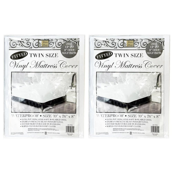 2Pk Premium Mattress Cover Twin Size Bed Heavy Vinyl Waterproof Fitted Protector
