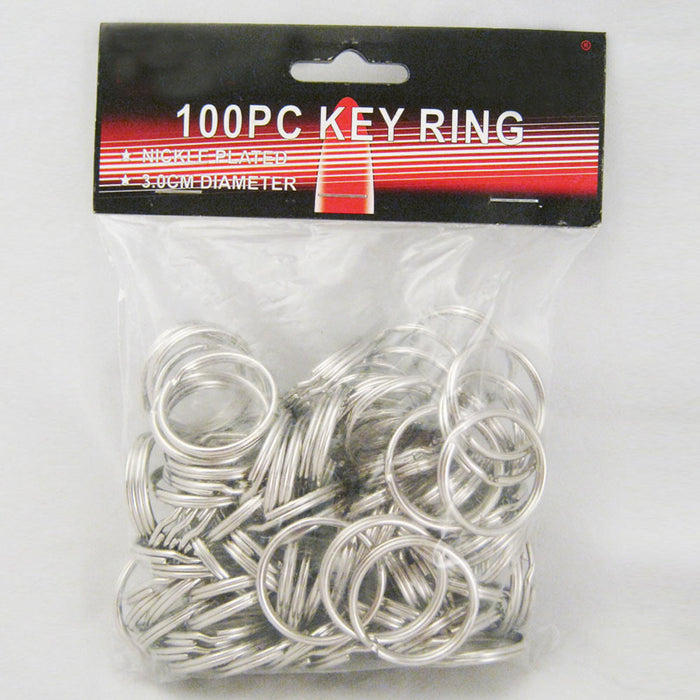 100 Pc 1" Key Rings Keyrings Key Chains Split Nickel Plated Double Loop New !