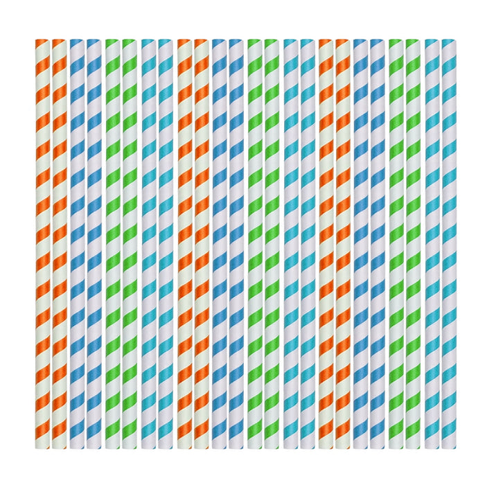 100ct Paper Straws Smoothie 10.25" Eco-Friendly Color Stripes Home Drinks Party