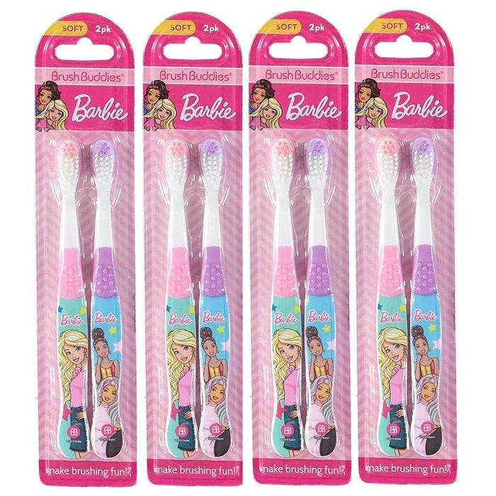 8 Barbie Soft Toothbrush Brush Buddies Teeth Girls Toddler Oral Care Fun Clean