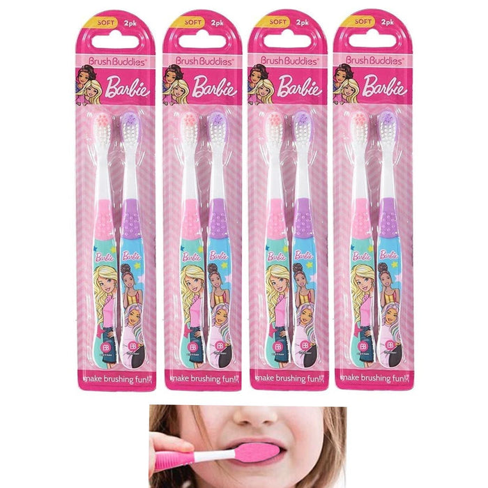 8 Barbie Soft Toothbrush Brush Buddies Teeth Girls Toddler Oral Care Fun Clean
