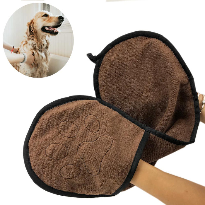 Pet Dog Towel Absorbent Cleaning Paws Fast Drying Hand Pockets Machine Washable