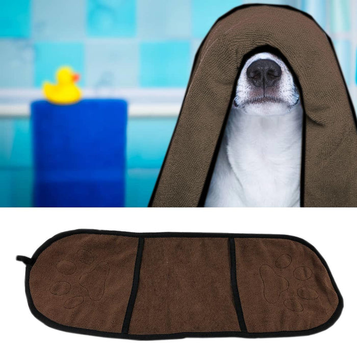 Pet Dog Towel Absorbent Cleaning Paws Fast Drying Hand Pockets Machine Washable