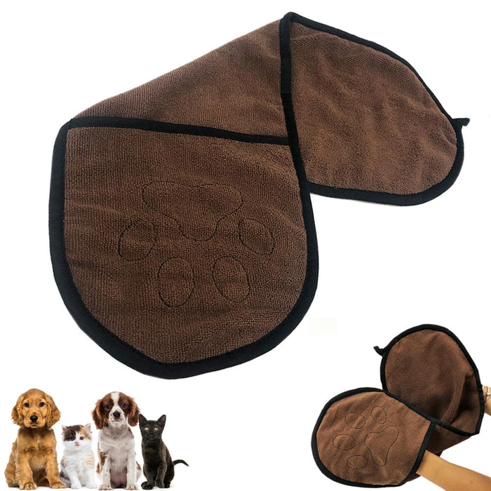 Pet Dog Towel Absorbent Cleaning Paws Fast Drying Hand Pockets Machine Washable
