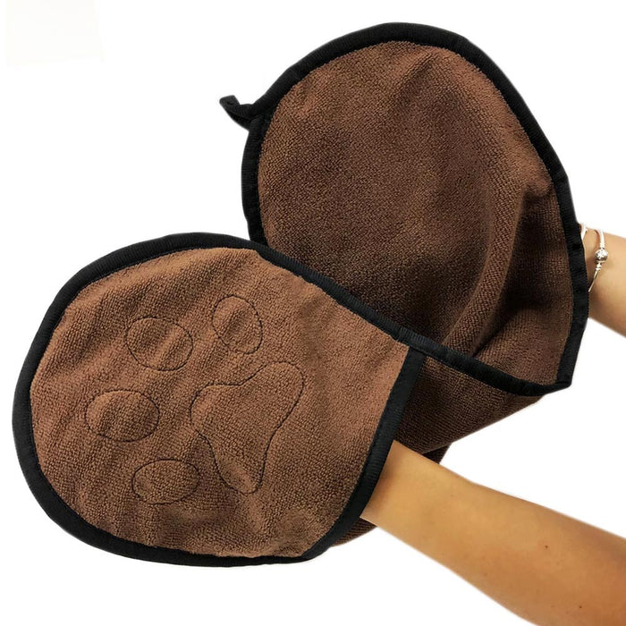 Pet Dog Towel Absorbent Cleaning Paws Fast Drying Hand Pockets Machine Washable