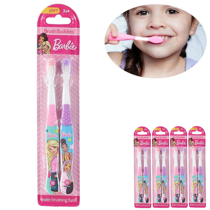 8 Barbie Soft Toothbrush Brush Buddies Teeth Girls Toddler Oral Care Fun Clean