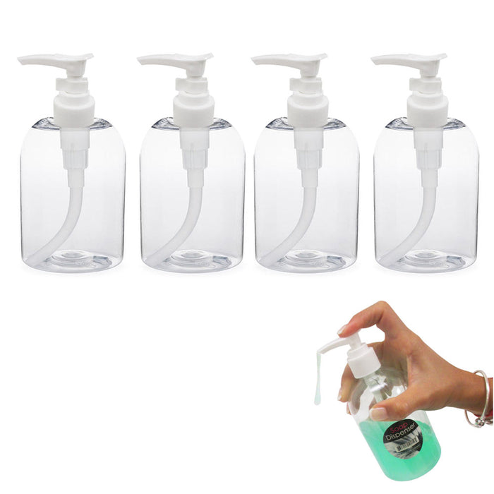 4 Pack Liquid Soap Dispenser Pump Lotion Refillable Shampoo Travel Bottle Clear