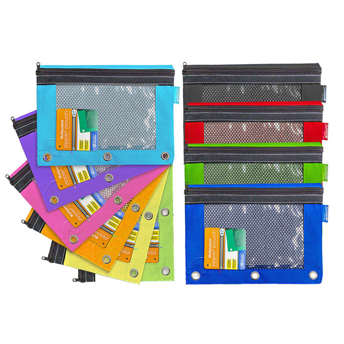 1 Pencil Zipper Pouch 3 Ring Binder Bag Pen Marker Storage Holder School Supply