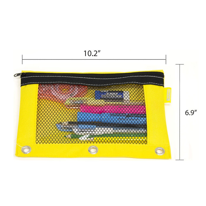 2 Pencil Pouch Zipper 3 Ring Binder Holes Cosmetic Bag Pen Marker Storage School