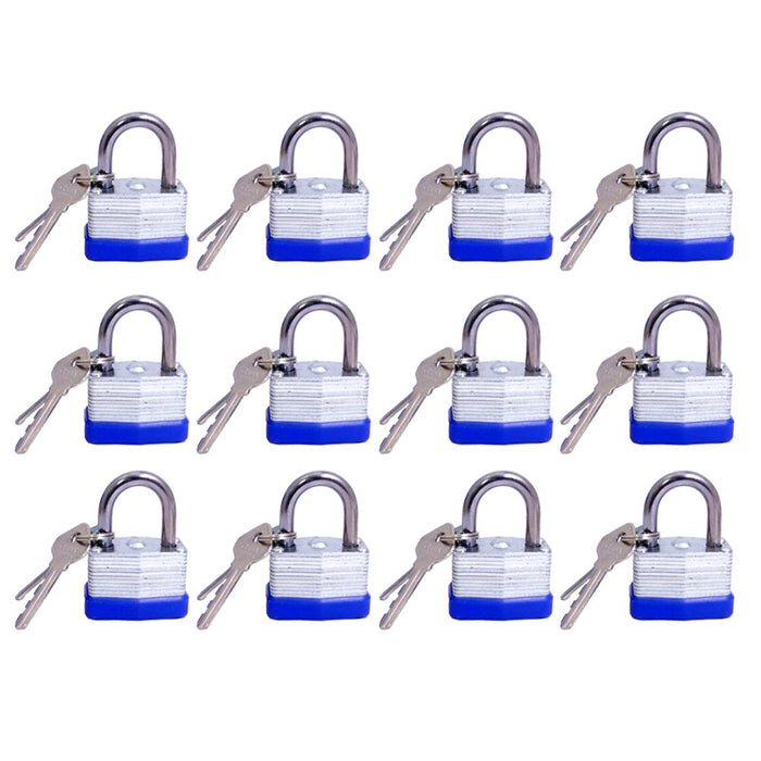 Lot of 12 Piece Laminated Pad Locks 40mm w/ 2 Keys Hardener Steel Security Keyed