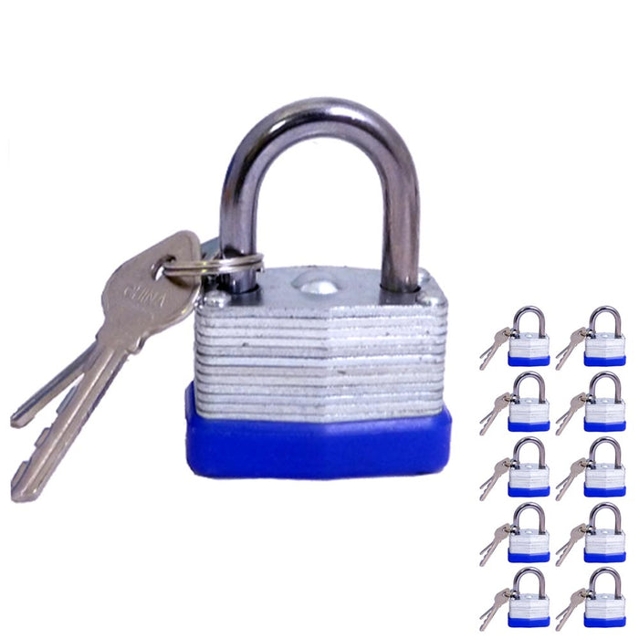 10 Pc Bulk Laminated Pad Locks 40mm Keyed Security Lock Hardener Steel Padlock