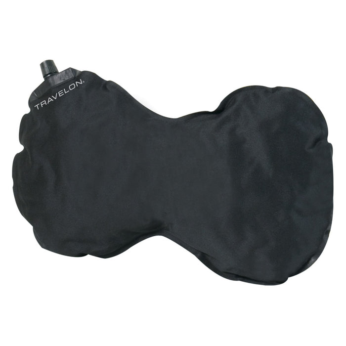 Travelon Travel Neck Pillow Self Infalting Support Lumbar Inflatable Sleep Black