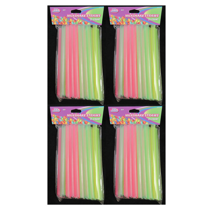 100 Milkshake Straws Jumbo Smoothie Drinking Party Neon Large Thick Straw Boba