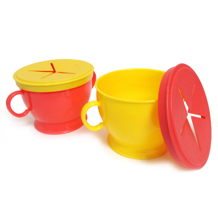 4 Pack Baby Snack Cup Spill Proof Kids Snack Catcher Lid Container BPA Free Bowl