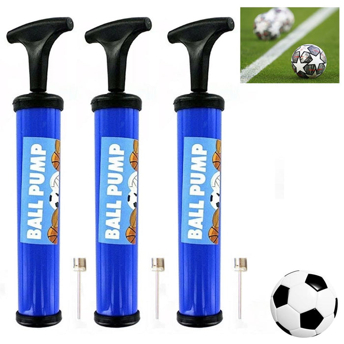 3 Pc Manual Hand Air Pump Inflator Needle Ball Football Basketball Volleyball
