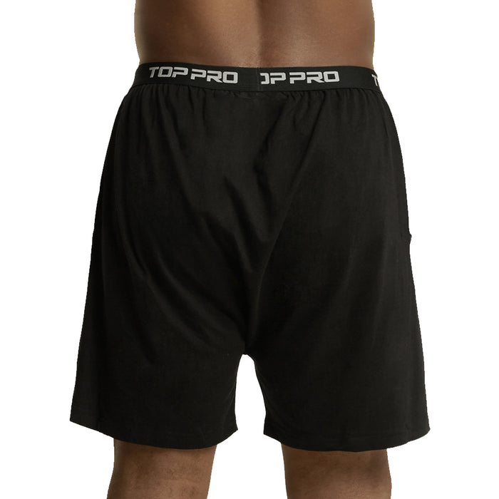 4 Mens Classic Knit Boxer Shorts Black 100% Cotton Underwear Comfort Soft Sz 2XL