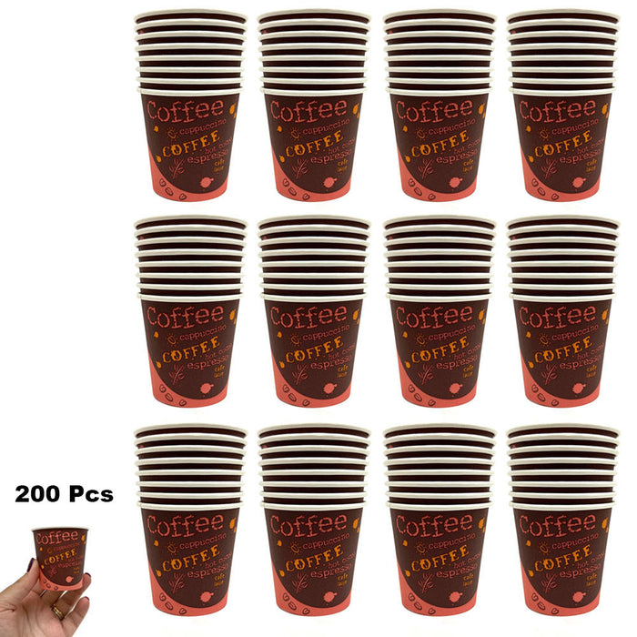 200 Pcs Paper Hot Coffee Cups Disposable Espresso Small 4 oz Travel To Go Cup