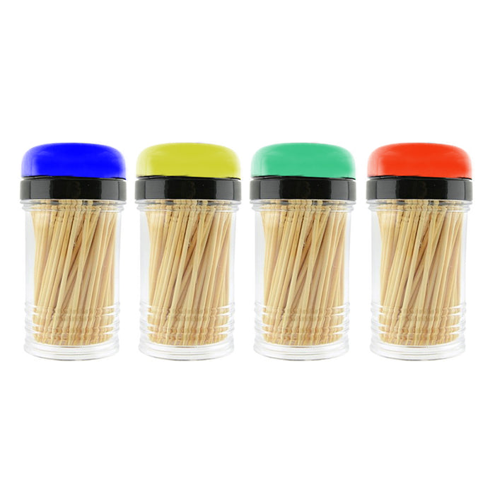 800PC Natural Bamboo Toothpicks 4 Bottle Dispenser Home Party Cocktail Appetizer