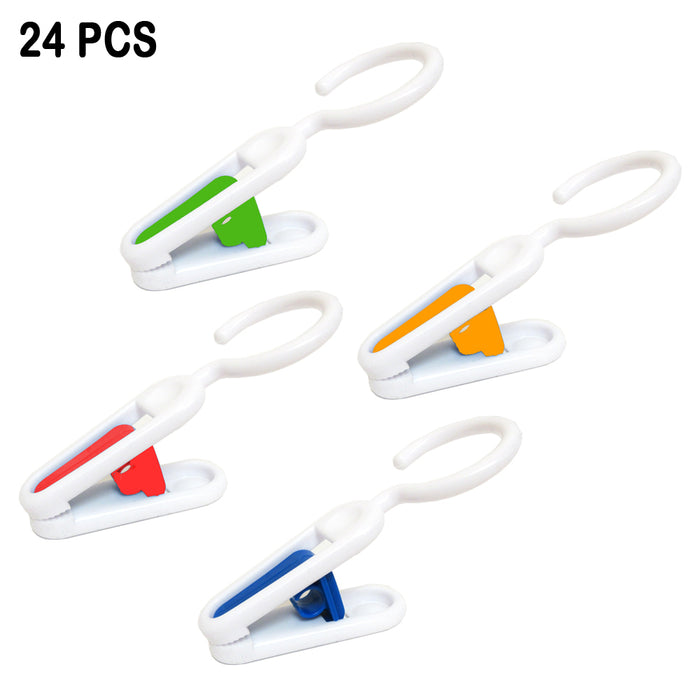 24PC Portable Laundry Hanging Hooks Clothes Pins Home Closet Travel Hanger Clips
