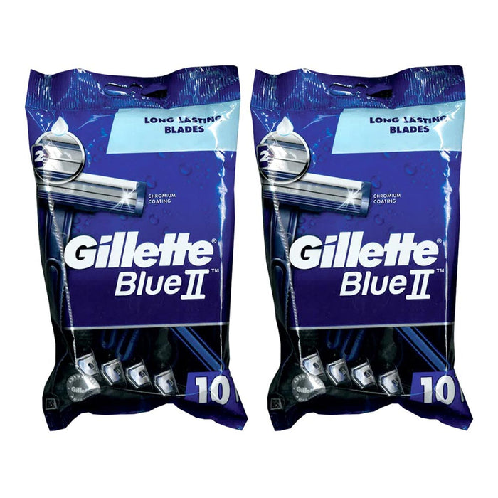 20 Ct Mens Gillette Razors Blue II Disposable Twin Blades Head Shaving Razor