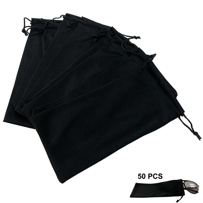 50 Bulk Cheap Black Micro Fiber Sunglasses Carrying Pouch Case Bag Sleeve