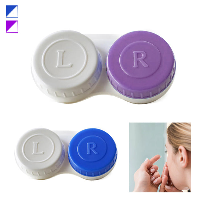 2 Pack Contact Lens Cases Solution Holder Small Container Storage Travel Kit Set