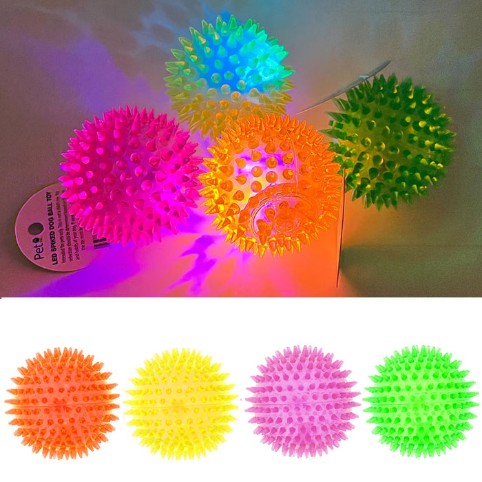 6 Pack Pet Squeaky Chewing Balls Bright Spike Fetching Dogs Play Chew Toys Spiky