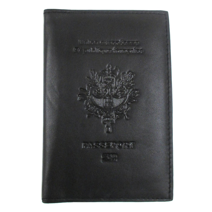 French Leather Passport Holder ID Credit Card Cover Case Travel Wallet France BK